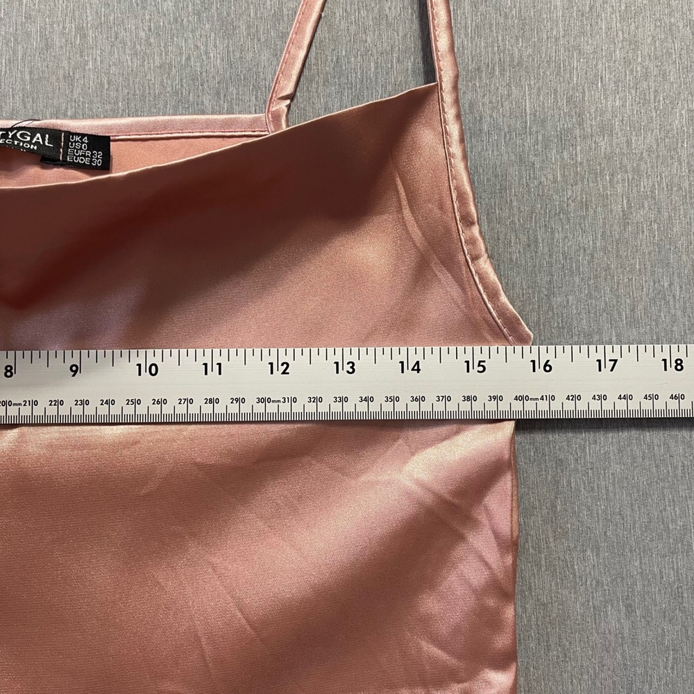 NEW Nasty Gal Womens Cami Top Size 0 Rose Gold Cowl Neck Satin Party Feminine - Picture 4 of 7